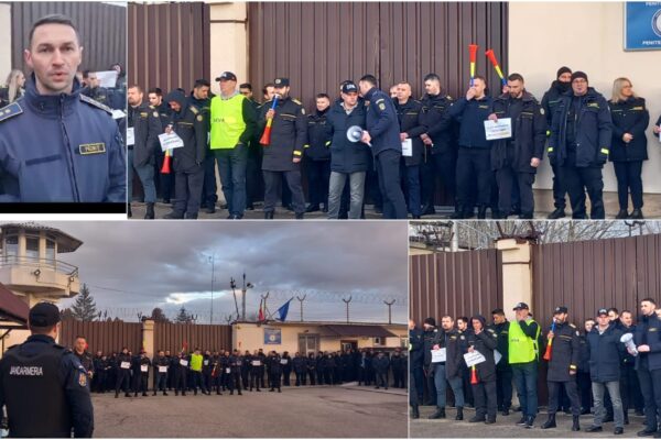 (VIDEO) Protest al angajaților de la Penitenciarul Bârcea Mare: Vom refuza munca suplimentară!